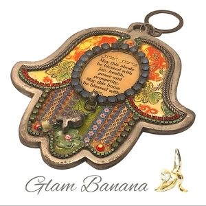 Pewter wall hamsa by Israeli artist Adaya